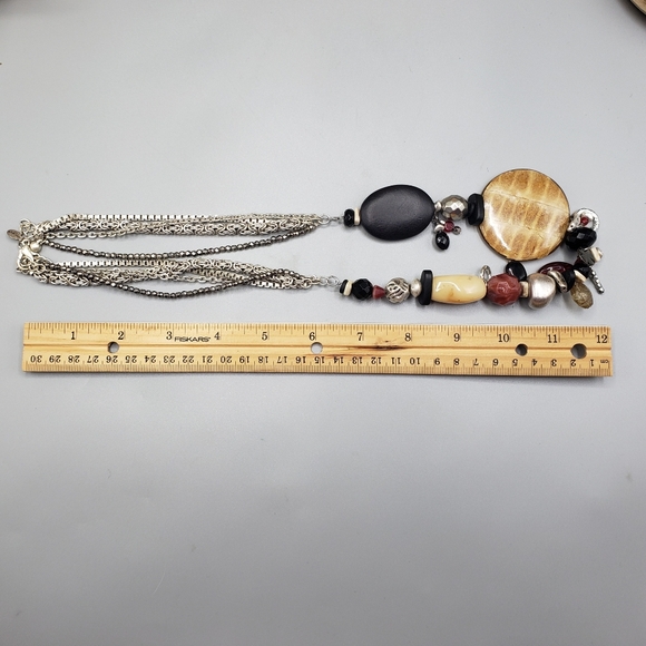 Chico 4 Strand Multicolor Bead Stones & Charms Statement Silvertone Chains - Picture 16 of 16